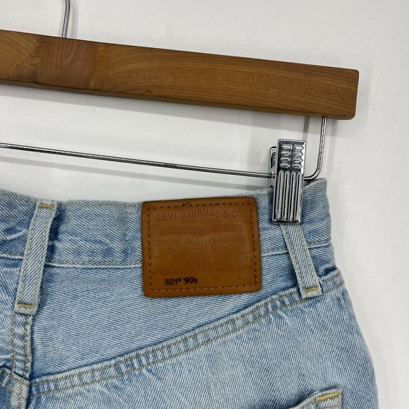 Levi's 501‎ 90's Denim Shorts Women's Size 24 Blue Distressed Light Wash - Picture 11 of 16